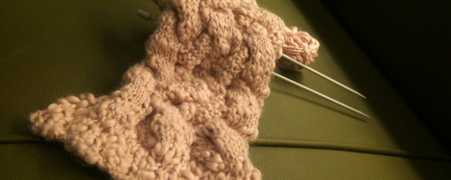pink chunky cable scarf